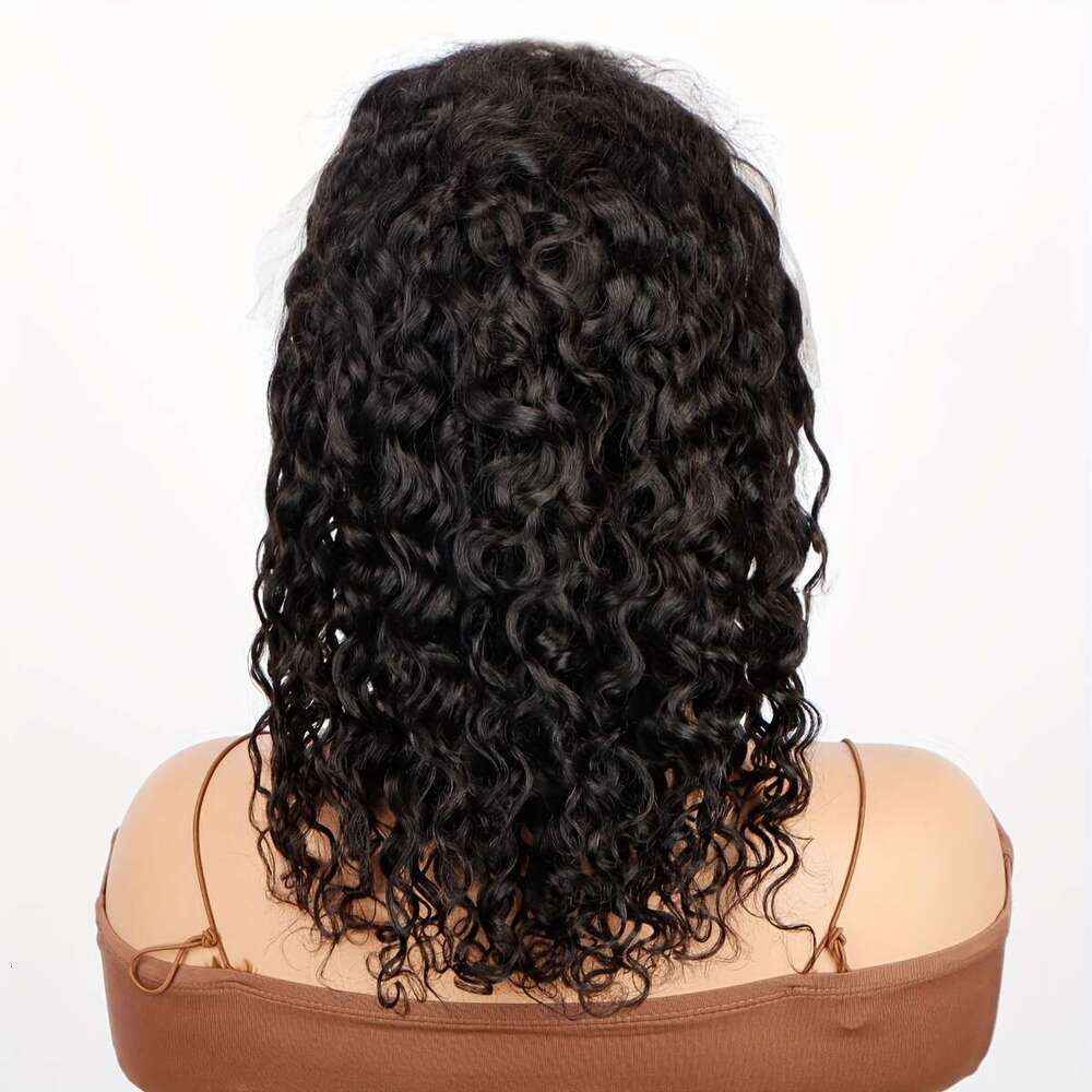 4X4 Glueless Bob For Women Curly Front Human Plucked Pre Cut Lace Ready To Wear 180% Density Black, Put On And Go Wig, Natural Hair Solution, Kinky Cu