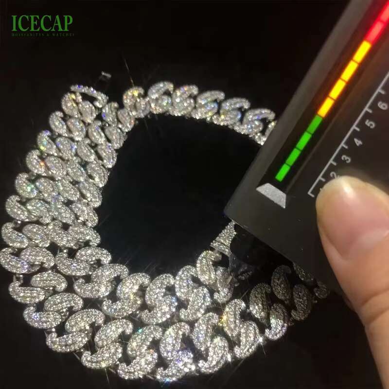 New Design Iced Out Diamond Jewelry White Gold Plated VVS Moissanite Cuban Link Chain Hip Hop Custom Charm Necklace for Men