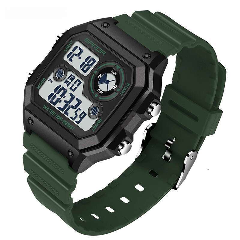 DHwatches Sanda Brand Square Wristwatch Swimming Waterproof Alarm Night Light Men's Student Korean Version Simple Fashion Sports Watch