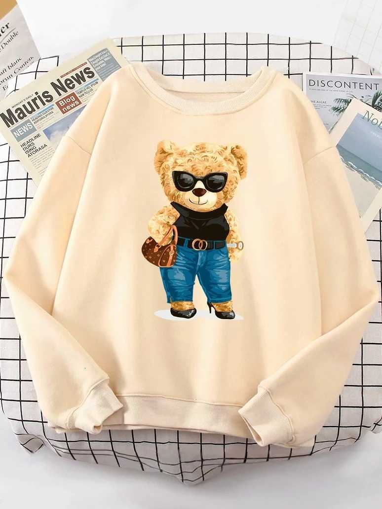 Fashion Teddy Bear Rich Hoody Women Street Soft Shoulder Drop Sweatshirt Fleece Warm Hoody hip hop Fit Comfortable PulloversT251105