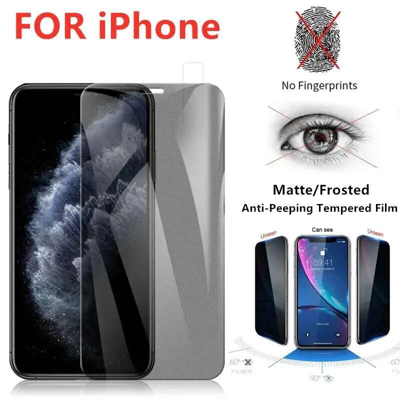 1/2Pcs Matte Privacy Anti-Peep Tempered For iPhone 12 11 13 Pro Max 14 15 Plus Glass Frosted Screen Protectors Film