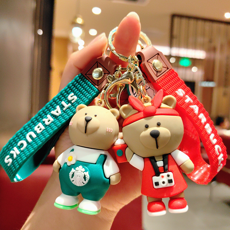 Hot Free shipping designer New PVC keychain cute teddy bear doll keychain bag pendant small gift