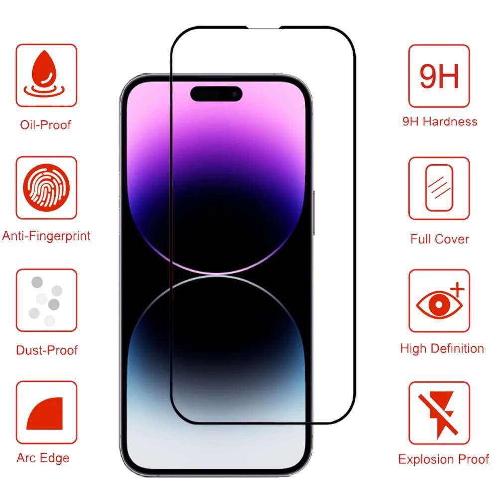 protector pantalla For IPhone 16 14 13 12 11 Max Tempered Glass iPhone 15 Pro max Screen Protector iPhone13 Mini Cristal templado iPhone14 Plus Front 