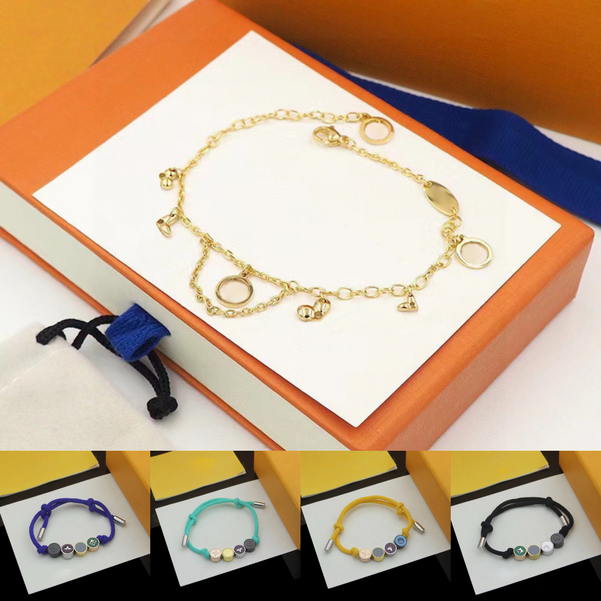 charm bracelet jewlery designer for women rope bracelets stainless steel jewellery 18k rose gold luxury flower bracelet for couple top quality bracelet gift nature