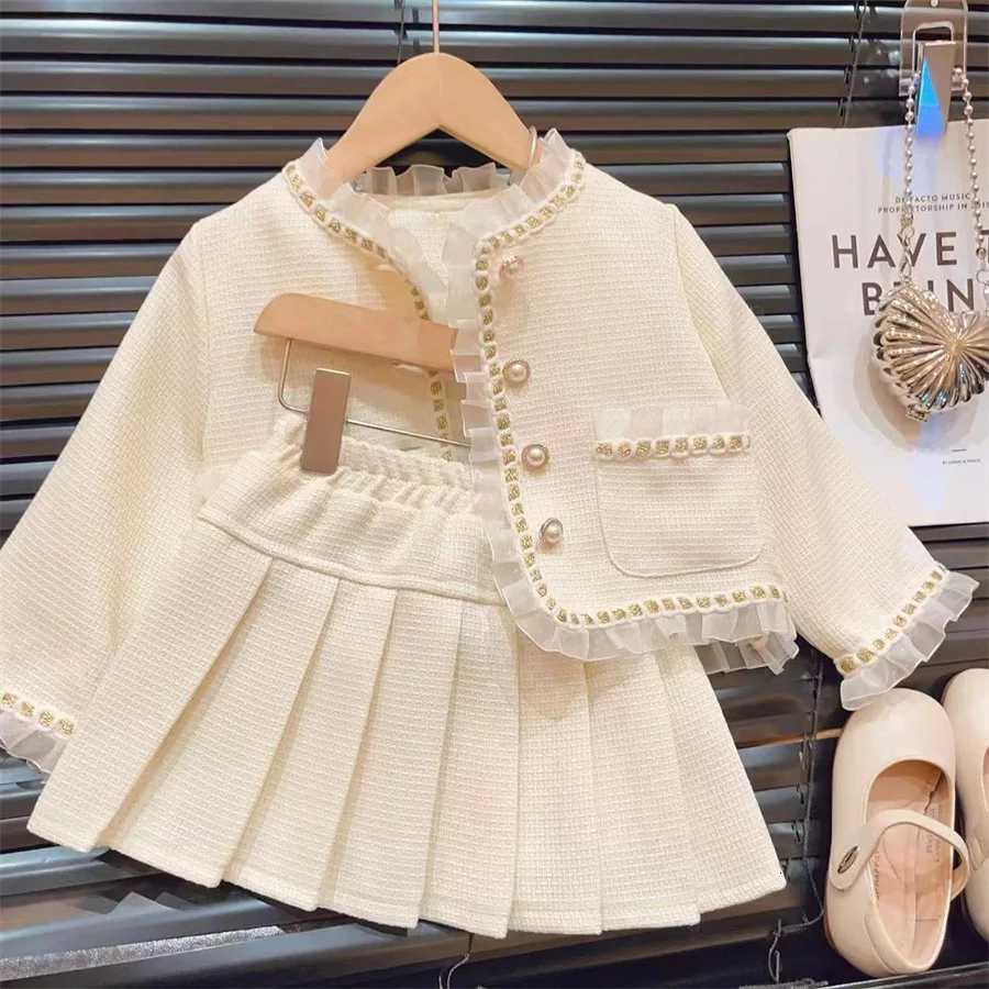 Childrens Clothing Sets Lace Coat Pleated Skirt 2pcs Sets Toddler Girl Clothes Winter Kids Clothes Baby Girl Outfit Set Y251105