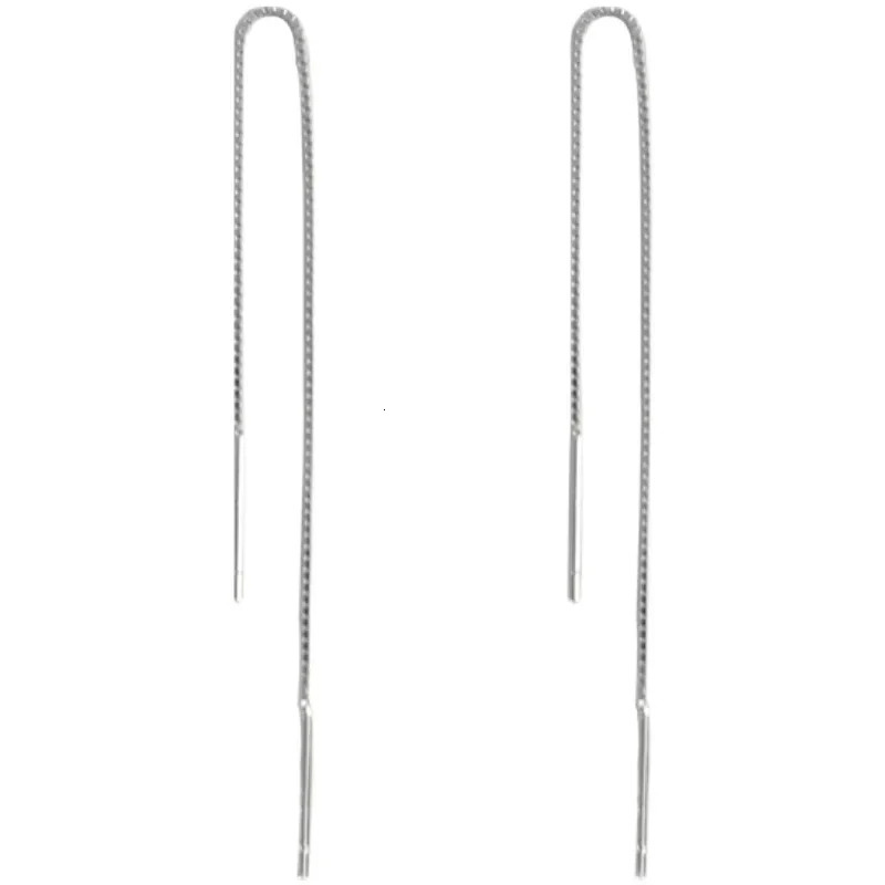 Trend S925 Silver Needle Long Earrings Silk tassel Chain Hanging Earline Straight Jewelry Gifts 250326