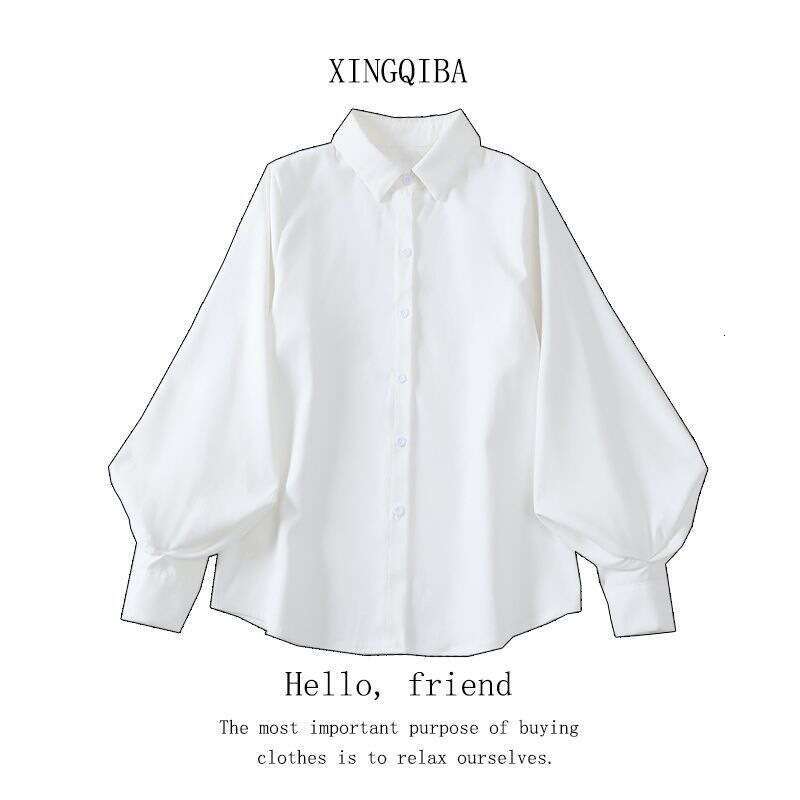Women's Shirt With Unique Design, Spring New Korean Style, Loose Fit, Slimming Lantern Sleeve, Layered Elegant Top B5