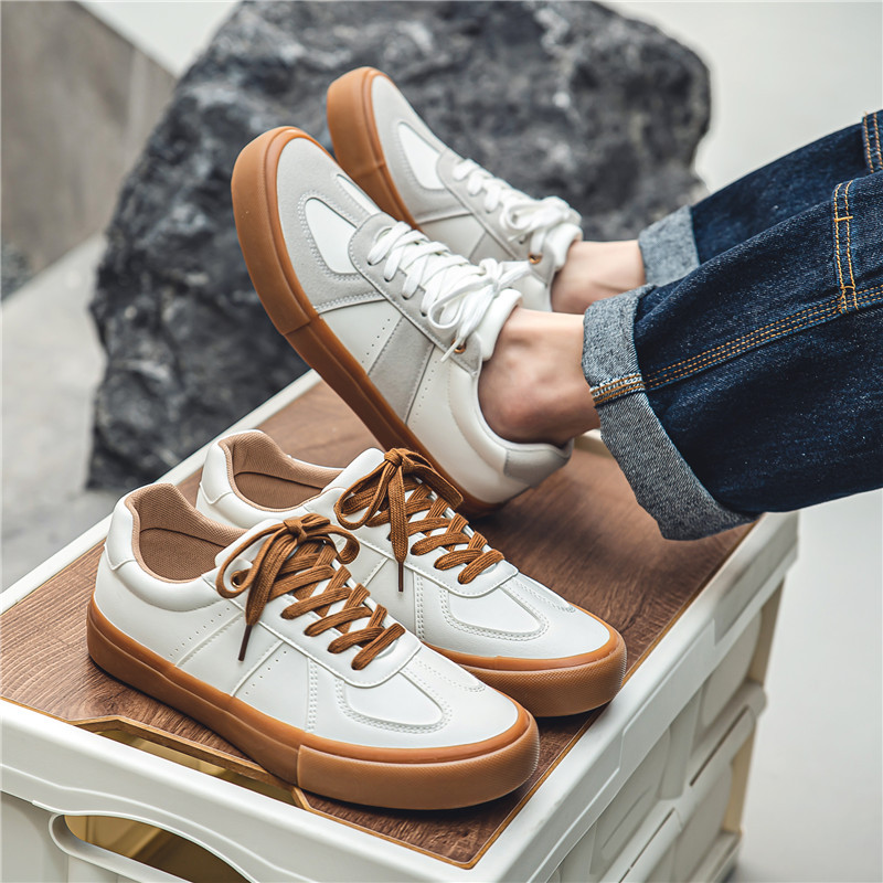 2025 Bestseller Men's Fashion Sneakers-Trendy Leather White Casual Retro Minimalist Style Skateboarding Shoes New