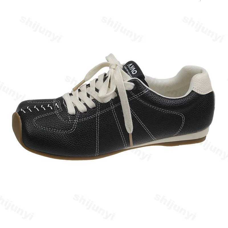 Wens Desig Square Casual Non Slip Flat Single Shoes Autumn 2025 New Shallow Mouth Cfortable Lace Up Sneakers Y251105