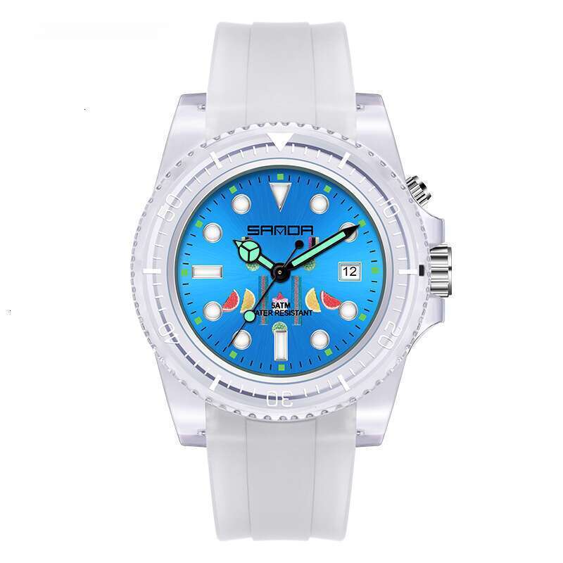 DHwatches Sanda New Single Display Dual Calendar Luminous Student Simple Personality Transparent Strap Men's and Women's Wristwatch
