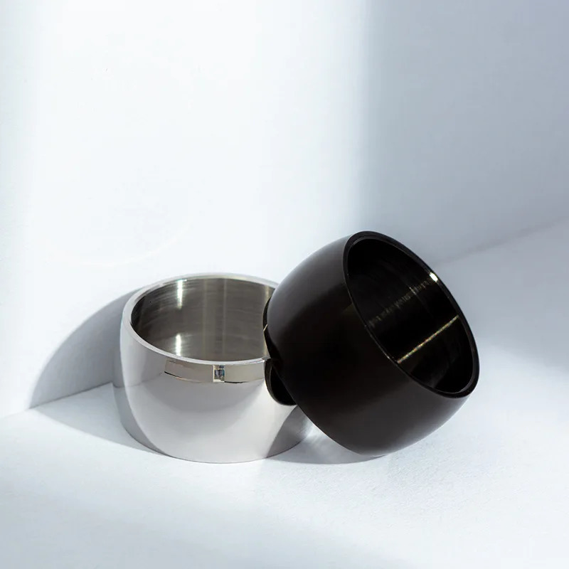 Fashion Charm Jewelry Ring Men Stainless Steel Black Rings For Women Jewelry 12mm Men Rings Gold Silver Color Rings 251031