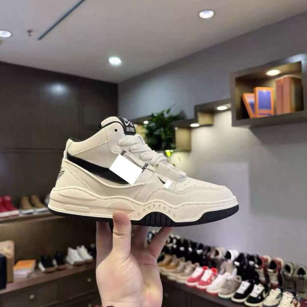 2025 New Versatile Sneakers Youth Thick-Soled Korean Style Sports High-Top Leather Casual Men's Trendy Shoes