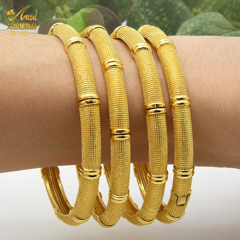 ANIID African Ethiopia Dubai Fashion 24K Gold Color Bangle Jewelry Women Party Bride Wedding Gifts Bracelet Wholesale 251031