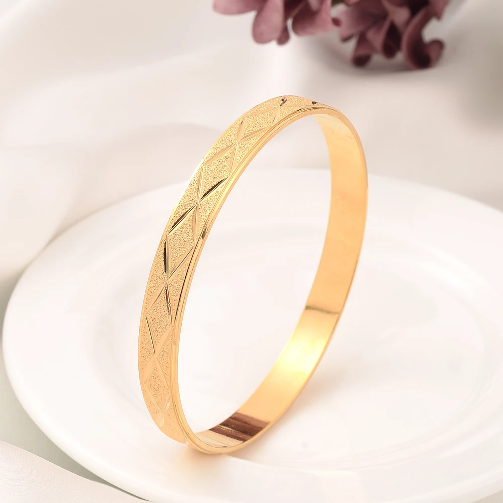 4PCS 65mm 24K Gold Plated Vintage Bangle For Women High Quality Dubai Bride Wedding Ethiopian Bracelet Africa Bangle Party Gifts 251031