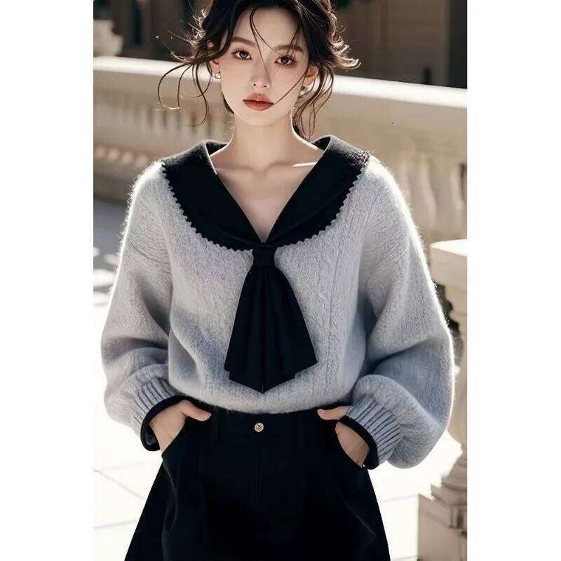 Women Clothes Spring Autumn Fashion Korean Solid Color Female Knitting Pure Desire Wind Soft Appear Thin Pullovers Sweater Tops Designer Sweater Bear 