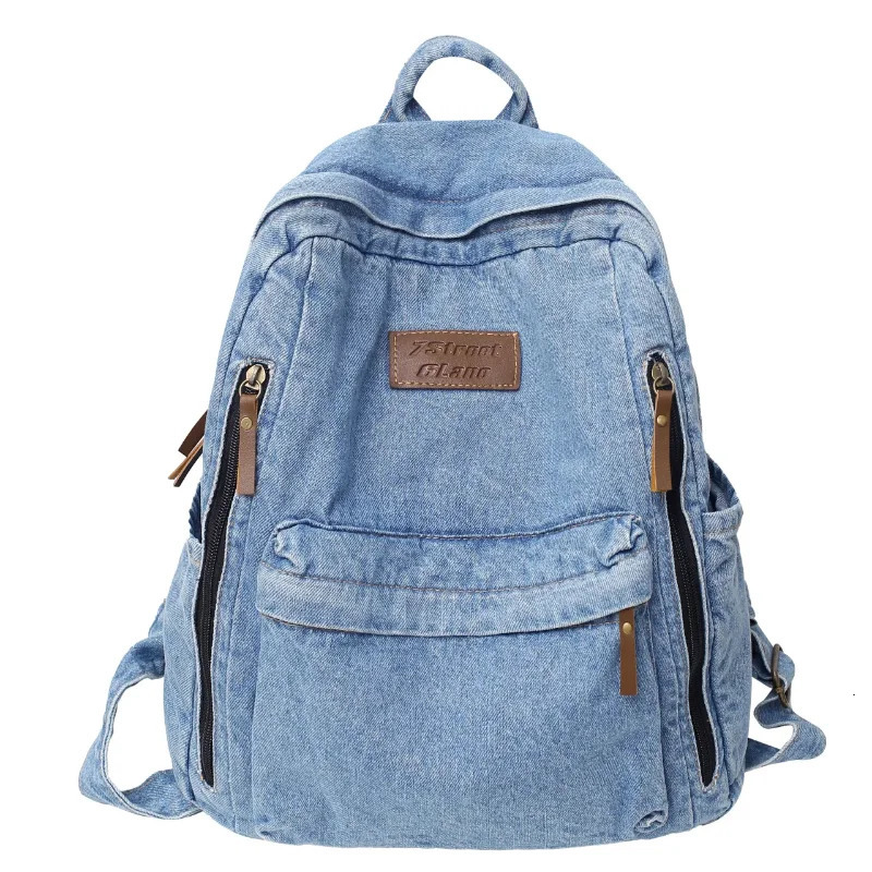 Denim Fashion Backpacks for School Trend Student Jeans Bag Multi Pockets Large Capacity Rucksack Mochila De Escola Feminina 2023 y251104