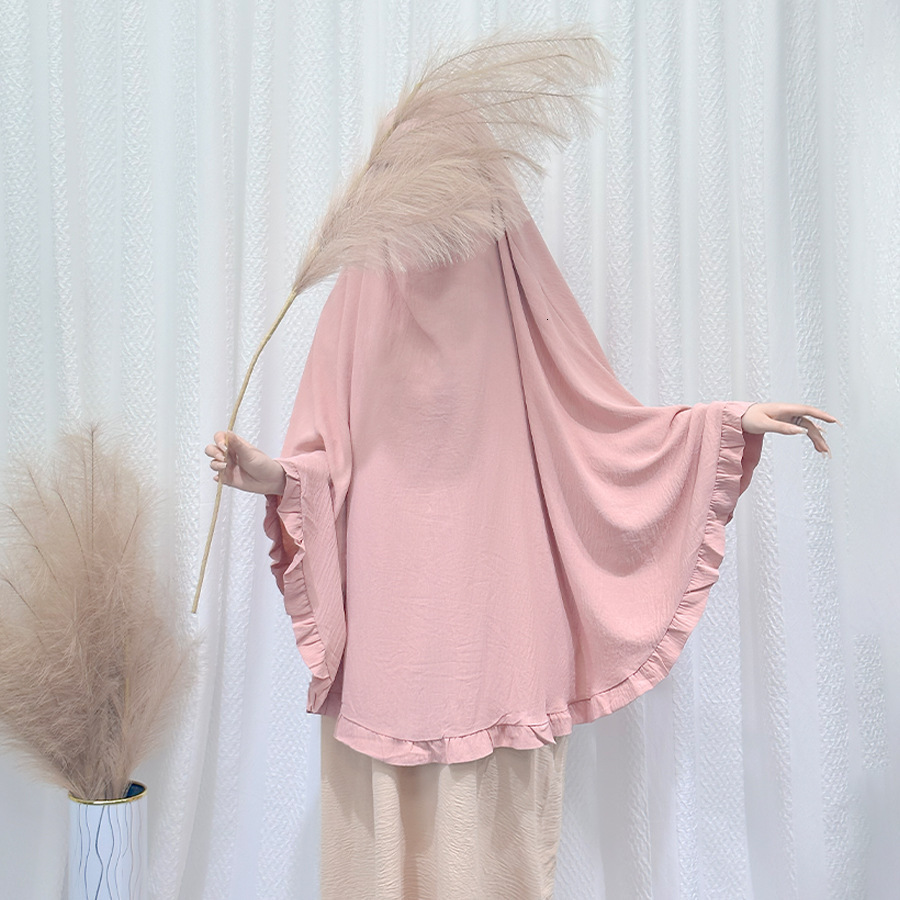 Solid Ruffled Headband With Large Swing Malay Solid Color Women's Headscarf Abaya Maxi Dresses Islamic Clothing
