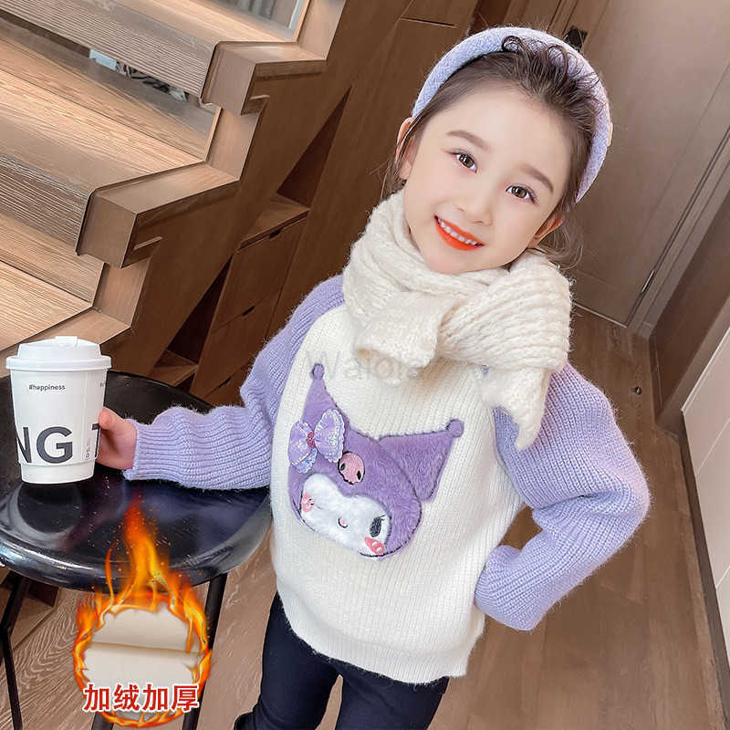 Sanrio Girls Sweater Autumn Winter 2025 New Fashionable Baby Girl Base Shirt Princess Childrens Knitted Top Winter H251105