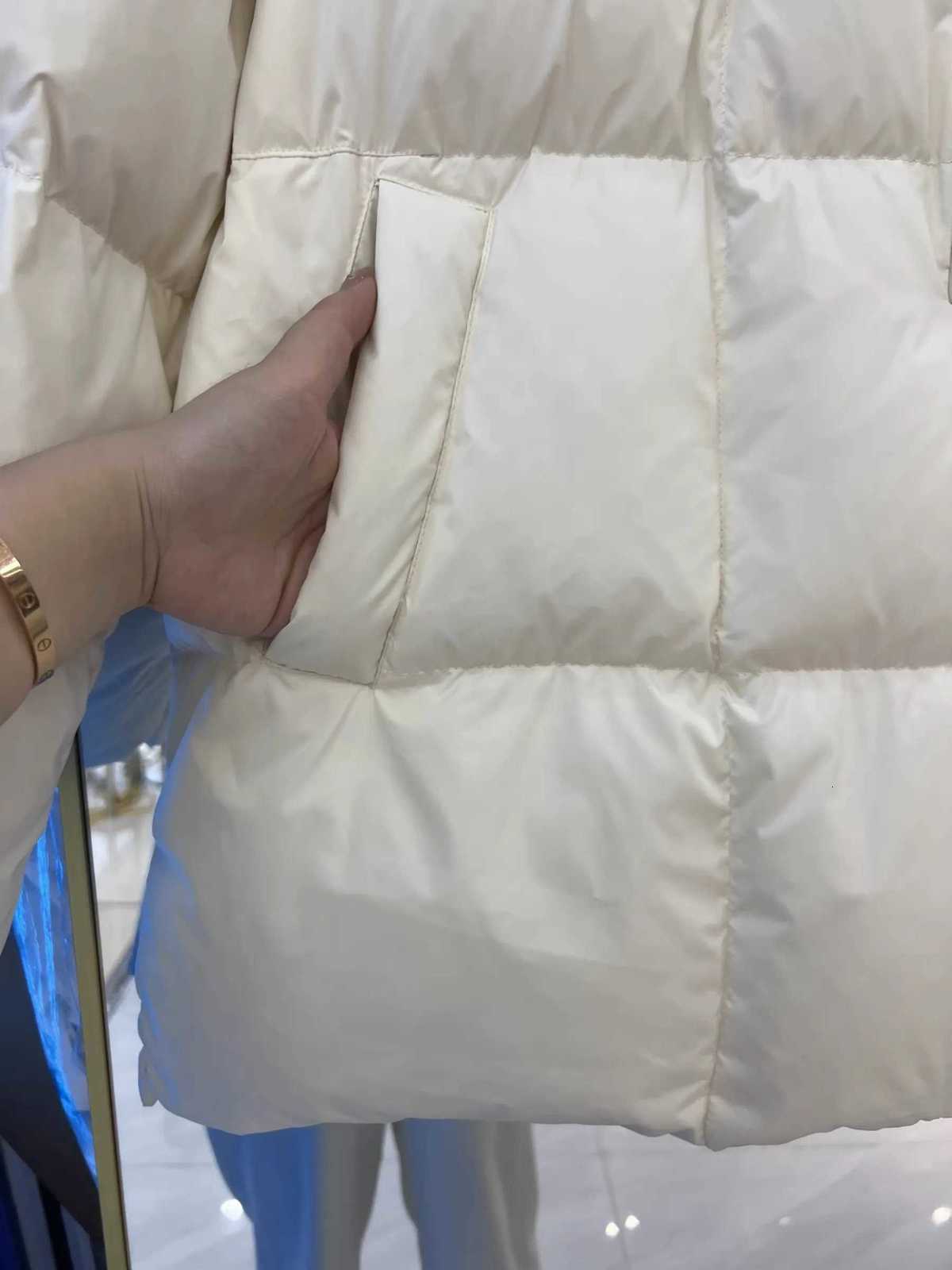 Schinteon Women Down Jacket Stand Collar Over Size Casual Warm Autumn Winter Outwear White Duck Down Stand Collar Coat 2024 NewT251105