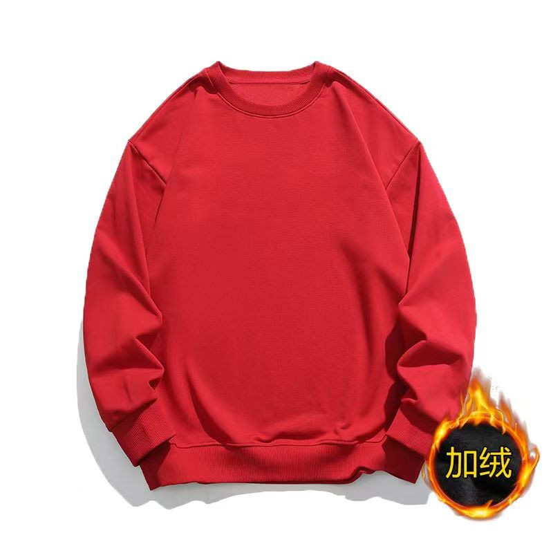 Men's Hoodies & Sweatshirts Men's Black Fleece Crew Neck Sweatshirt, Long Sleeve Thickened Thermal Pullover, Casual Winter Warm Top for Dail