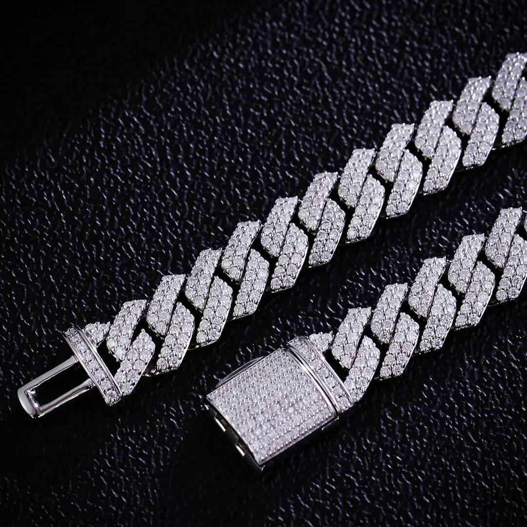 8mm Cuban Chain Bracelet 925 Silver Moissanite Cuban Link Chain Hip-hop Jewelry