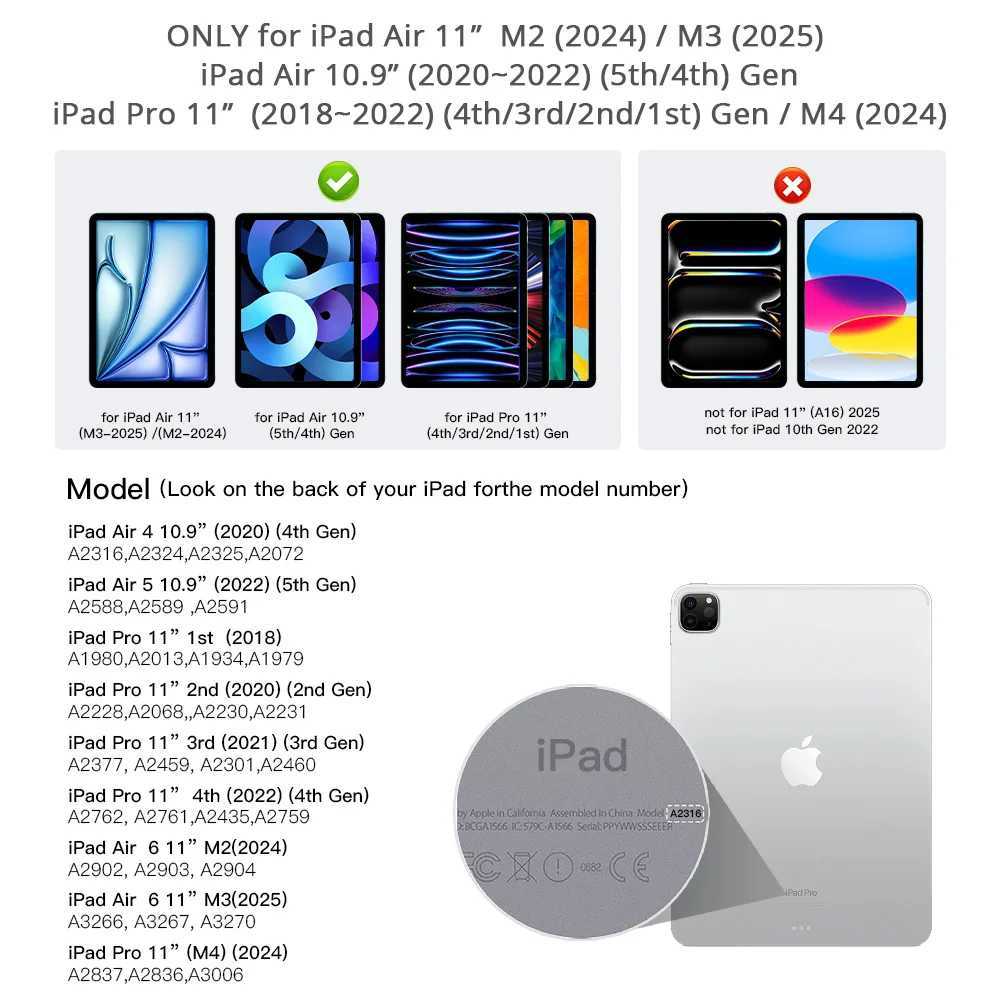 Magic Keyboard for iPad Air 4 Air 5 Air 6 Air 7 11 inch case for iPad Pro 11 inch 2018-2022 Generation Cover Smart Cover H251105