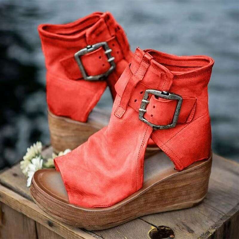 Roman Summer Heel Fashion Women's Shoes New High Top Wedge Thick Free Shipping Sole Peep Toe Sandals For Women Size 43