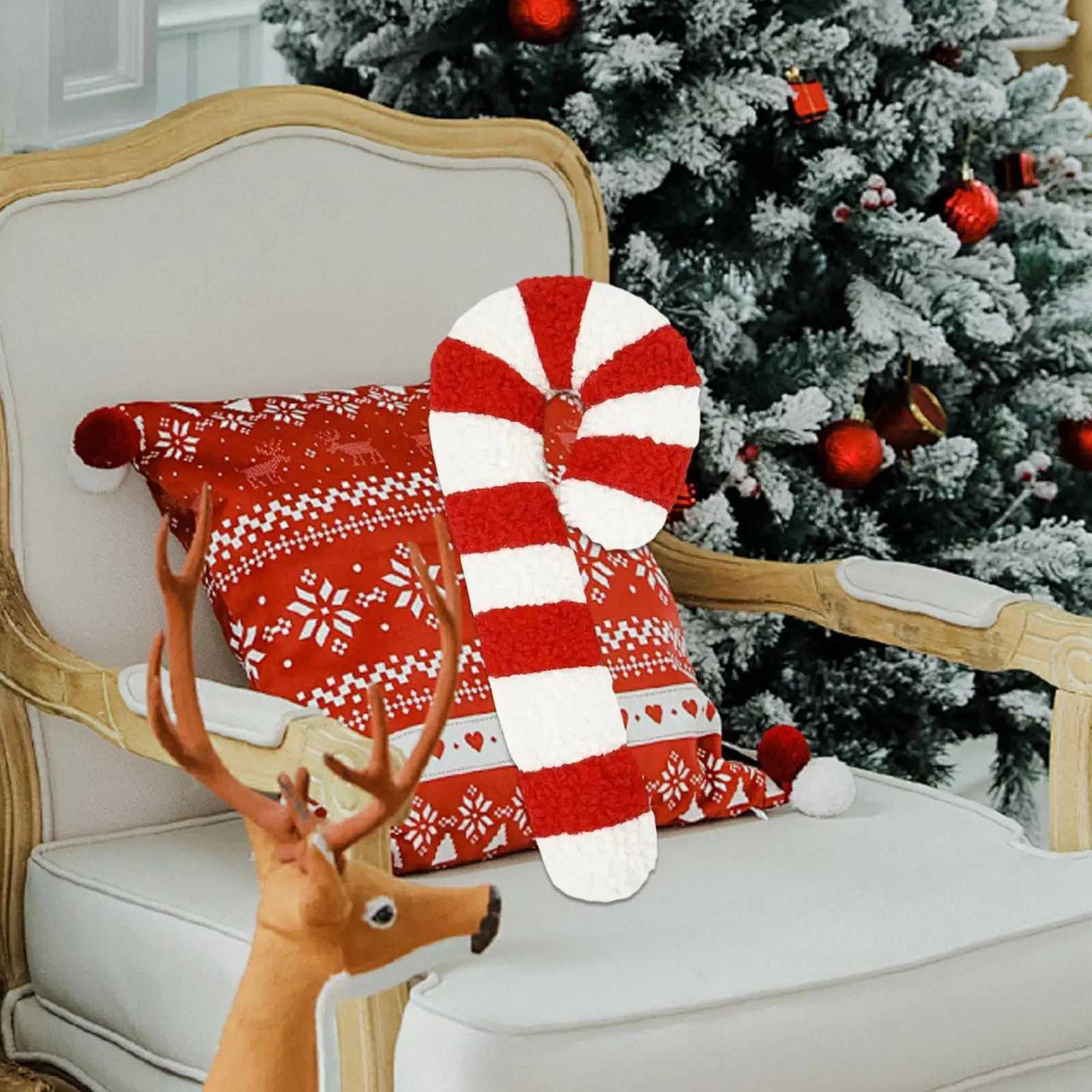 Candy Cane Pillow Christmas Holiday Plush Soft Decorative Cushion for Sofa Bed Chair Bedroom Office Winter Home Decor Xmas Gifts Y251105