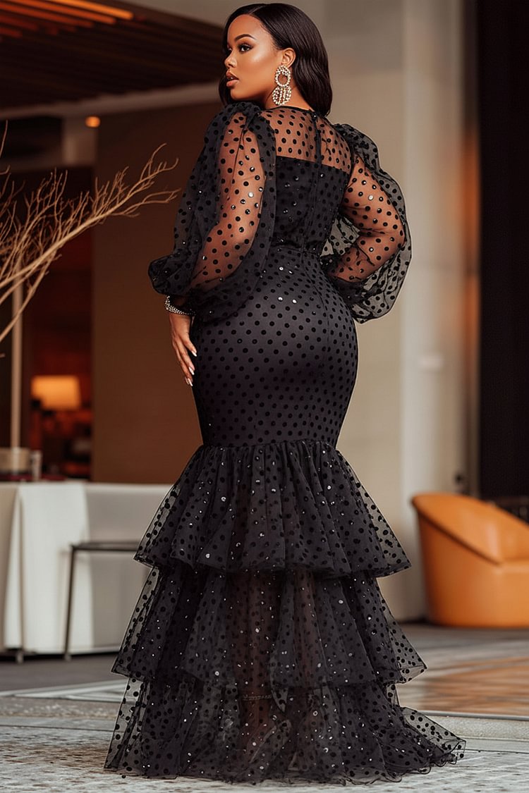 Aso Ebi Plus Size Prom Dresses Black Mermaid Evening Dresses Long Sleeves Sheer Neck Lace Formal Birthday Dress for Black Women Engagement Gown