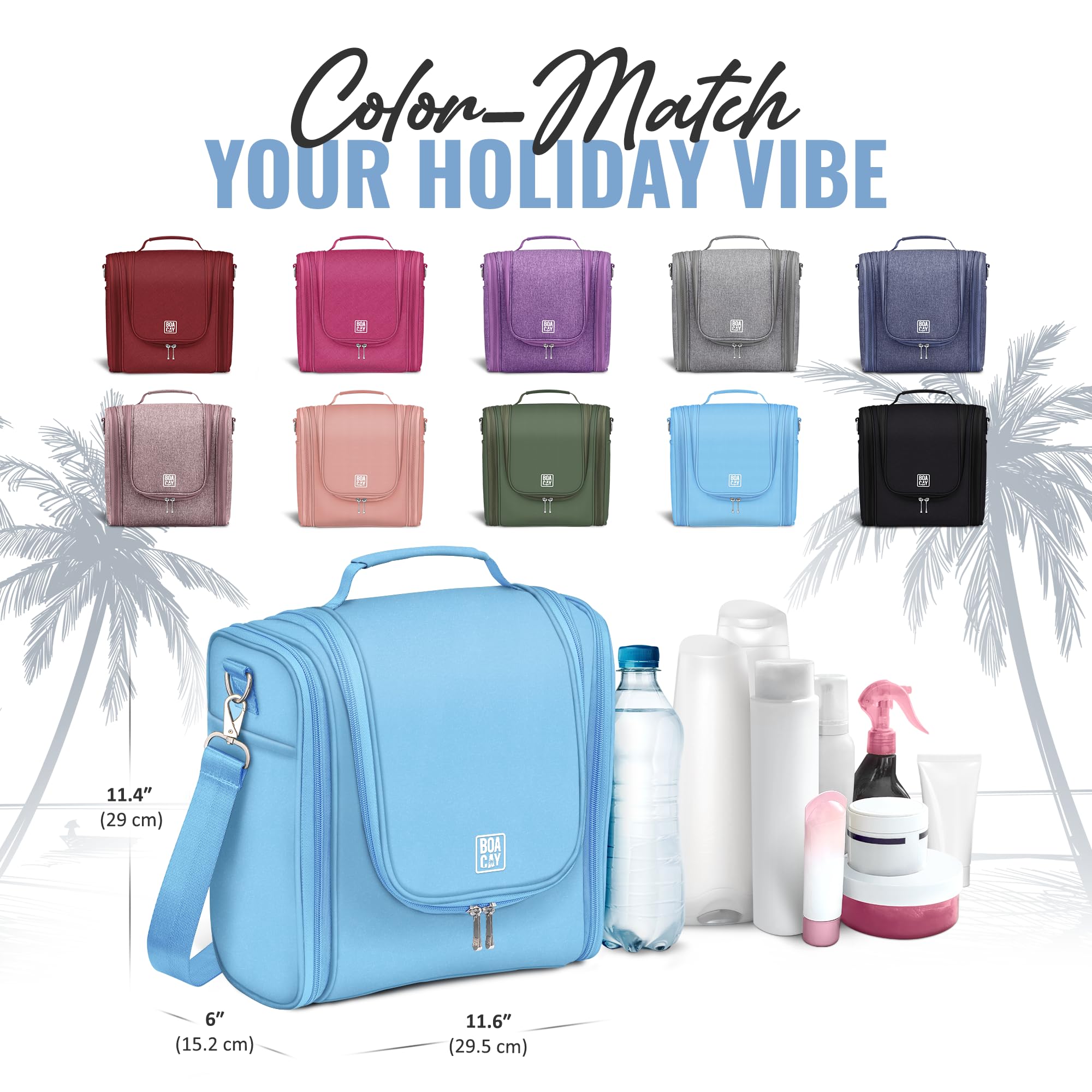 Extra Large Hanging Travel Toiletry Bag for Women and Men, Makeup Bag, Bathroom & Shower Organizer Kit for Accessories, Cosmetics, Essentials