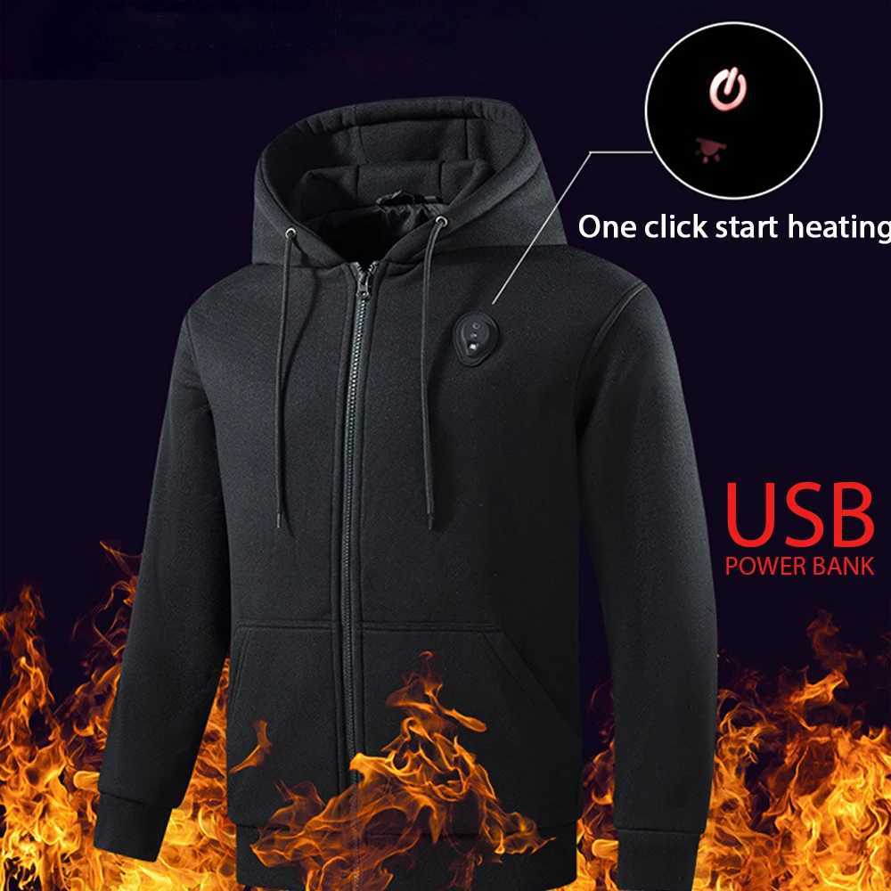 Intelligent Heated Sweatshirt 5 Areas Heated Hoodies Coat Electric Puffer Jacket Winter Warm Thermal Sweatshirt Anti-ColdW251105