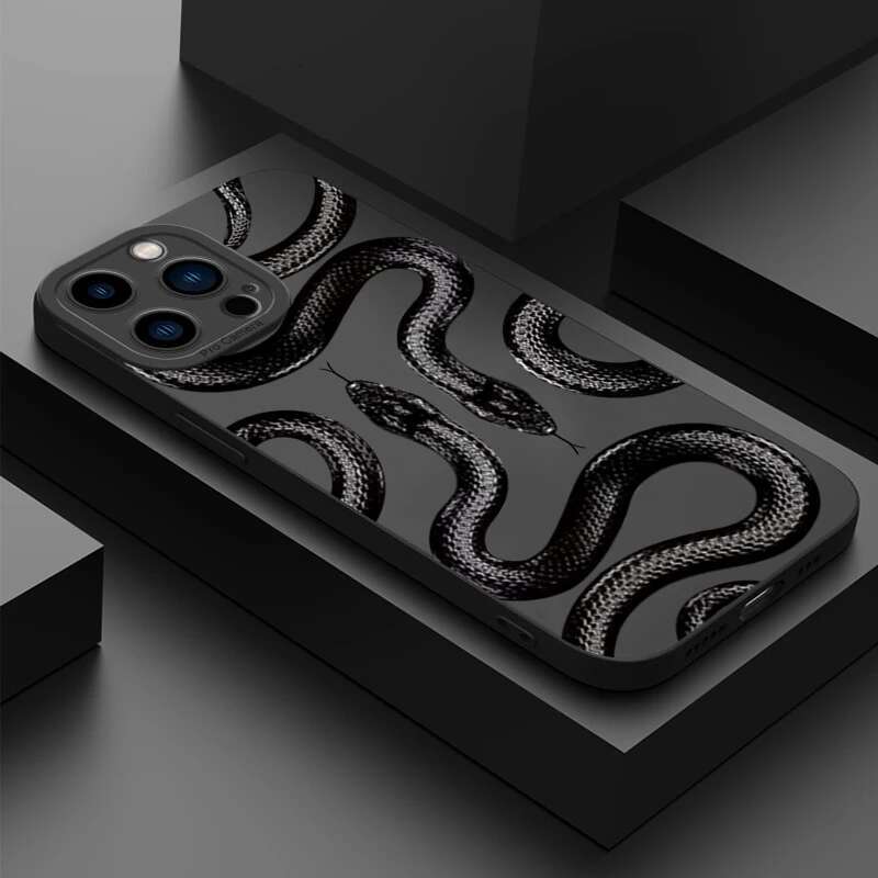 Cute Doodle Funny Snake Phone Case for iPhone 16 13 12 11 Pro Max 8 7 14 15 Plus 16E SE2 XS XR X Matte Soft Cover
