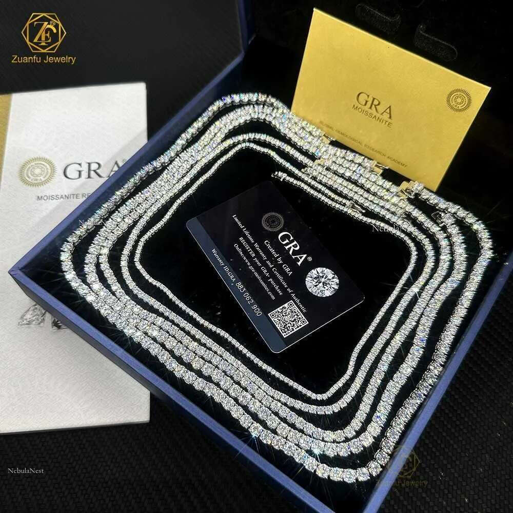 Wholesale Price HipHop Jewelry 2mm 3mm 4mm 5mm 6.5mm Sterg Sier D-VVS Dia Moissanite Tennis Chain Necklace
