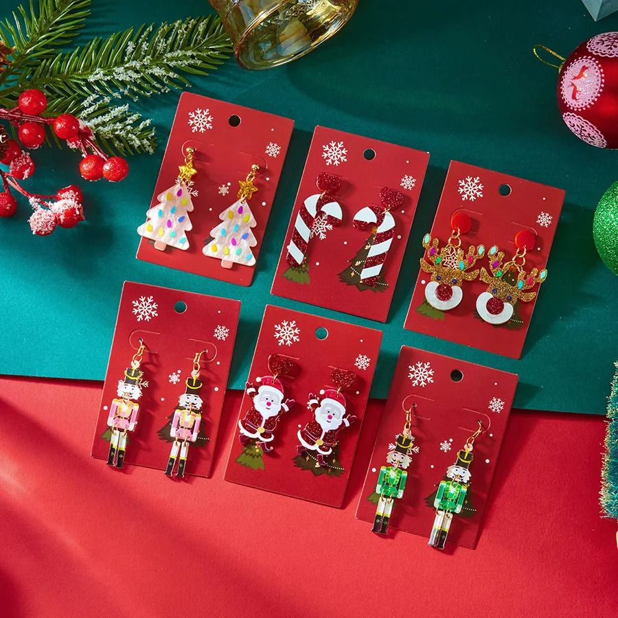Stylish Christmas Element Earrings Santa Claus Milu Deer Tree Pendant Eardrop Trinket Girls Gift Ear Atmosphere Ornaments 251104
