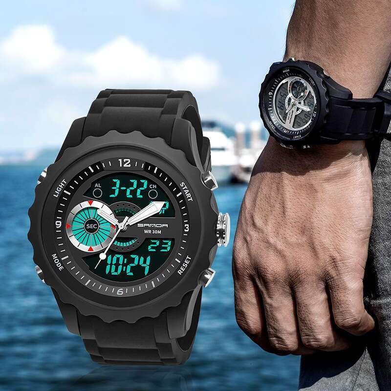 DHwatches Sanda New Men's Dual Display Electronic Fashion Sports Outdoor Trendy Brand Watch
