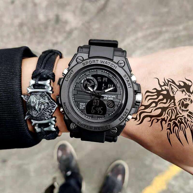 DHwatches Sanda Sports for Boys, Junior High School Outdoor Waterproof Special Forces Cool Tactical Youth Luminous Electronic Watch