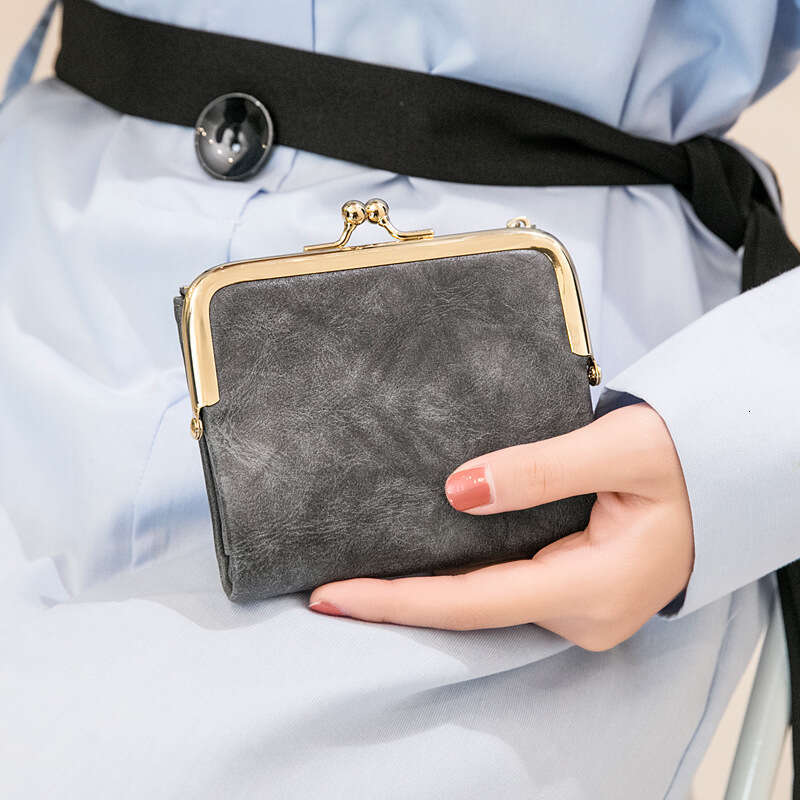 Cross-Border Short New Clip Coin Purse Retro Multi-Functional Folding Wallet Card Holder for Women