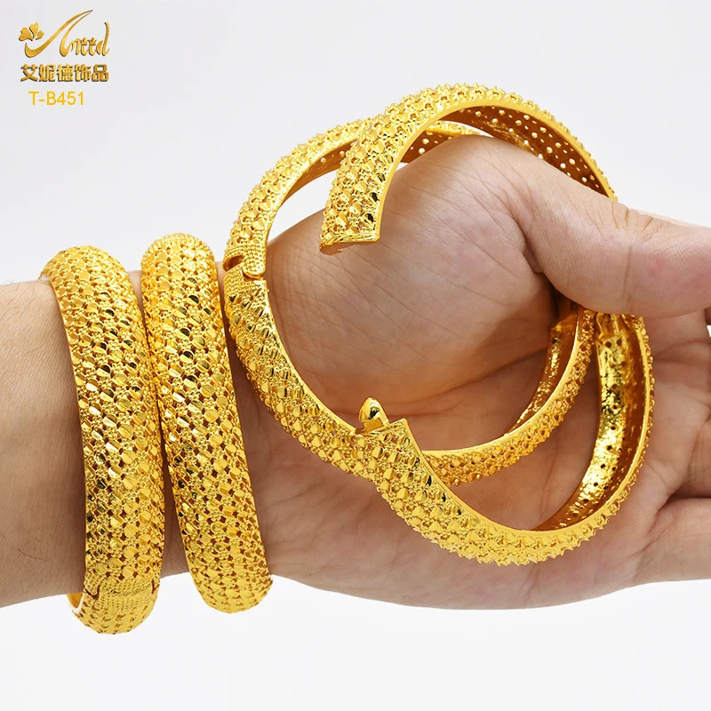 ANIID Dubai Gold Color Bangles For Women Bridal Charm Bracelet Nigerian Wedding Gift African Jewelry Party 251031