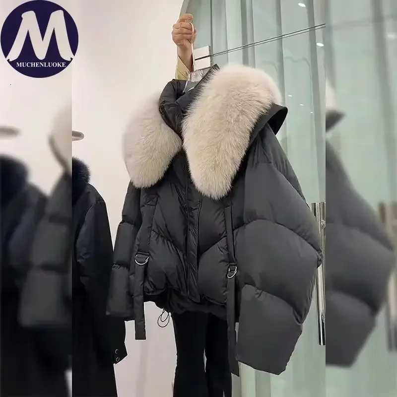 Womens Jacket Winter New Fur Collar Long Sleeves Thickening Keep Warm Parkas Korean Fashion Slim Fit Street Trends Parka CoatsT251105