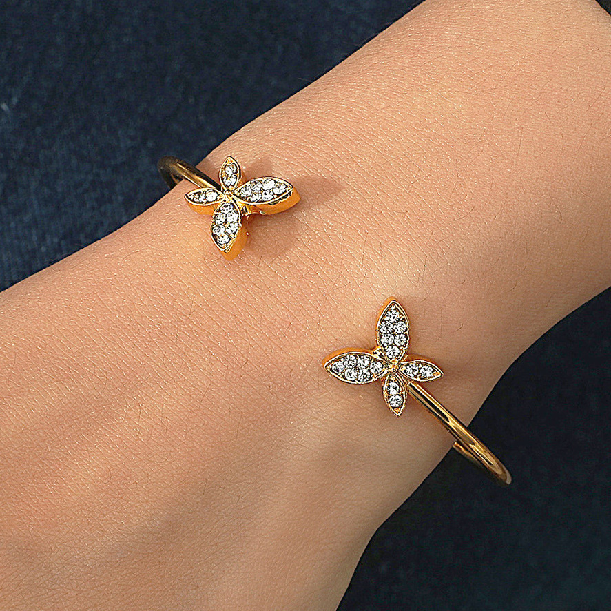 Open INS Style Korean Version Rhinestone Butterfly Bracelet Fresh Simple Adjustable Jewelry Accessories
