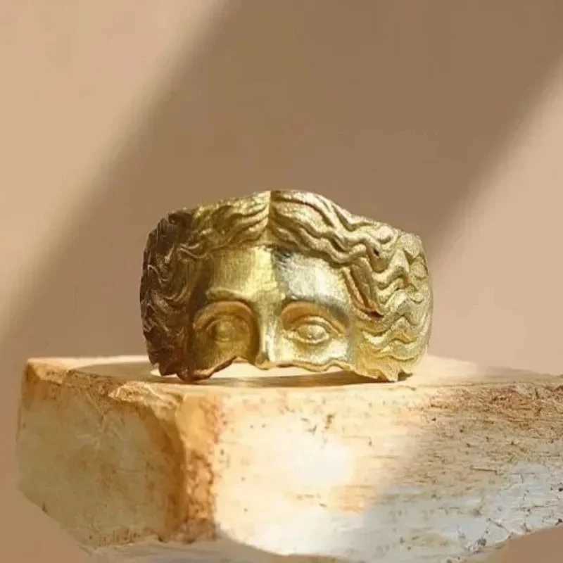 Vintage Gold Silver Color Jesus Half Face Open Ring for Men Women Retro Religious Belief Jewelry Pure Finger Rings Bands Gifts Z250407