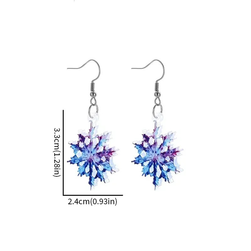 Colorful Shining Snowflake Acrylic Stainless Steel Hypoallergenic Earrings for Women Earrings Christmas Year Jewelry Gifts 251131