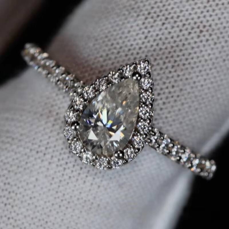 GRA Vvs Moissanite Solid Gold 10K 14K 18K 925 Silver Diamond Engagement Rings-Emerald Radiant Oval Pear Cut for Women Men