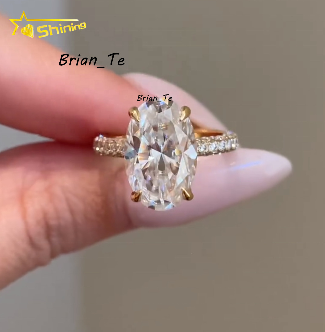 VS1 DEF Color IGI Certificated Lab Grown Diamond Big Size 6CT Oval Cut Ring Engagement Ring 10K 14K Gold Gift for Women