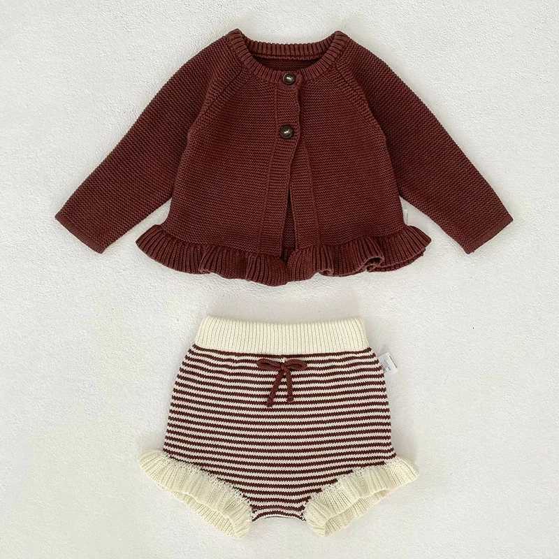 2025 New Autumn Toddler Baby Girl Clothes Set 0-3Yrs Infant Baby Girls Clothing Suit Long Sleeved Cardigan SweaterPP Shorts Y251105