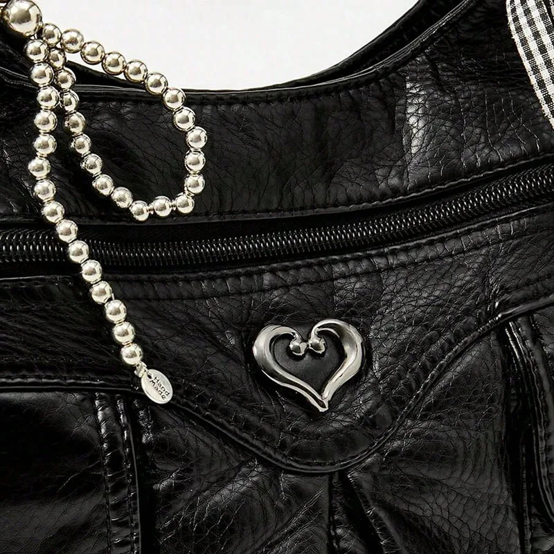 Fashionable handbag with bow pendant niche n large capacity womens armpit bag suitable for commuting to work shopping 251031