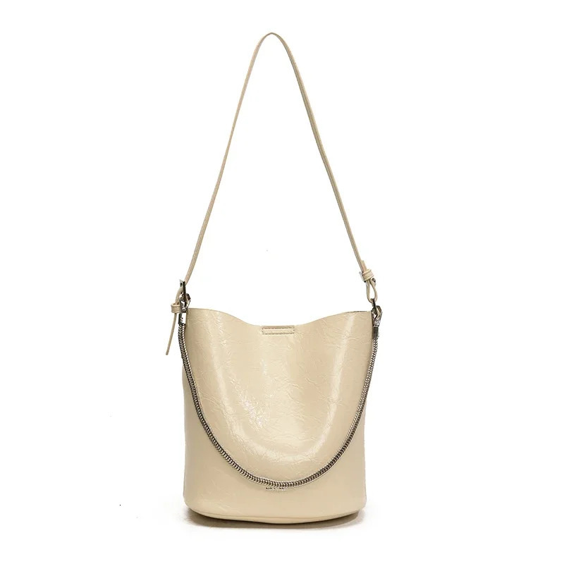 Product Chain Simple PU Bucket Womens Handbag Large Capacity Trendy Fashion Solid Color Trendy Buckle Shoulder Bag 251104