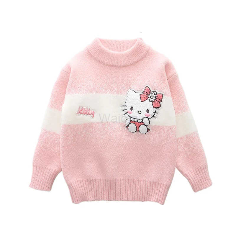Sanrio Hello Kitty Sweater Autumn Winter Cute Pullover Knitted Sweater Cartoon Bottoming Shirt Childrens Leisure Base Top Gift H251105