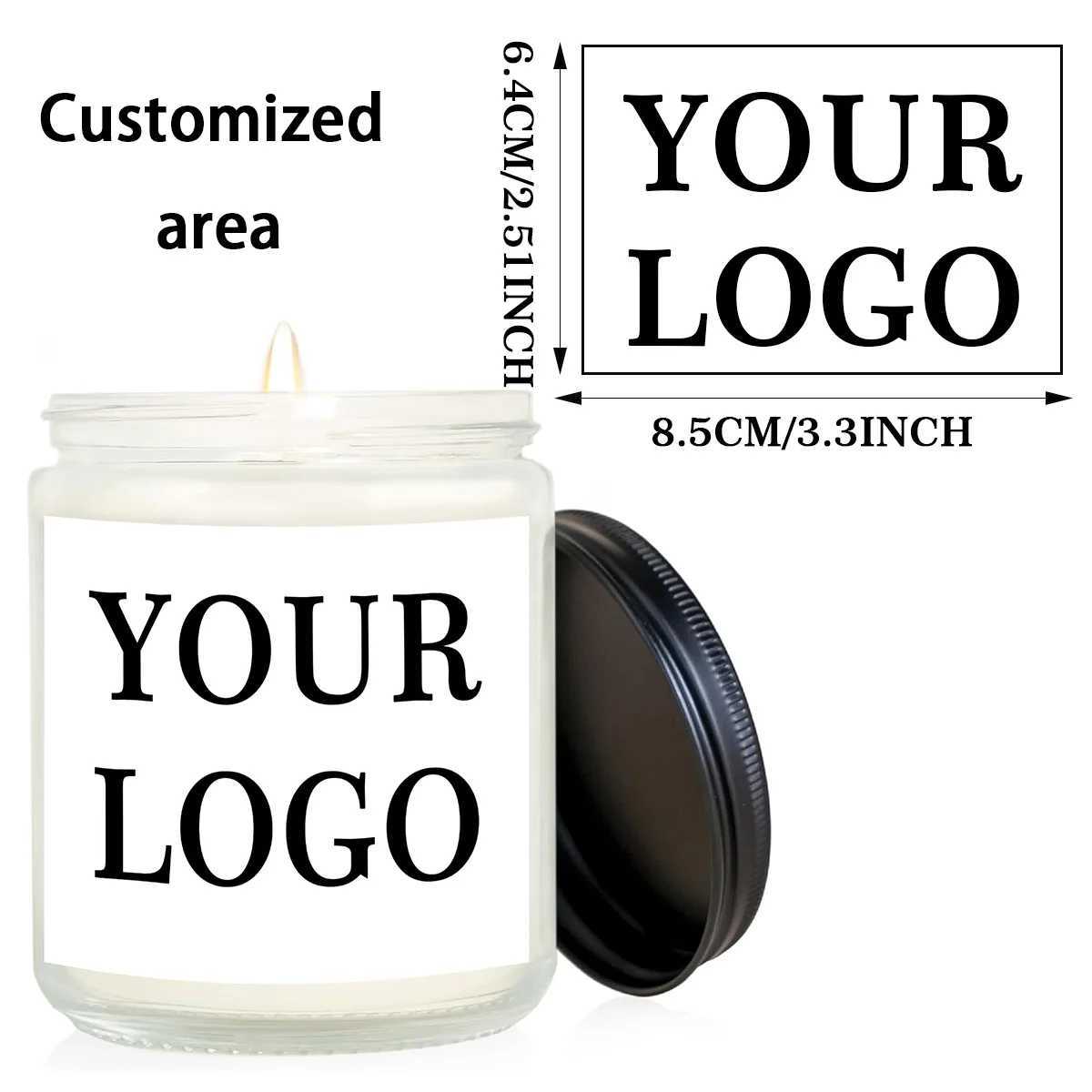 1pcs soy wax Custom photo white scented candle gift - personalized with /design sticker - birthday wedding corporate gift C251105