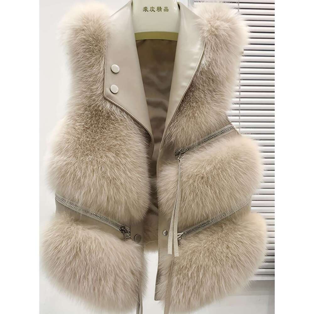 Autumn And Winter Artificial Fur Coat, Warm Patchwork Sports Jacket